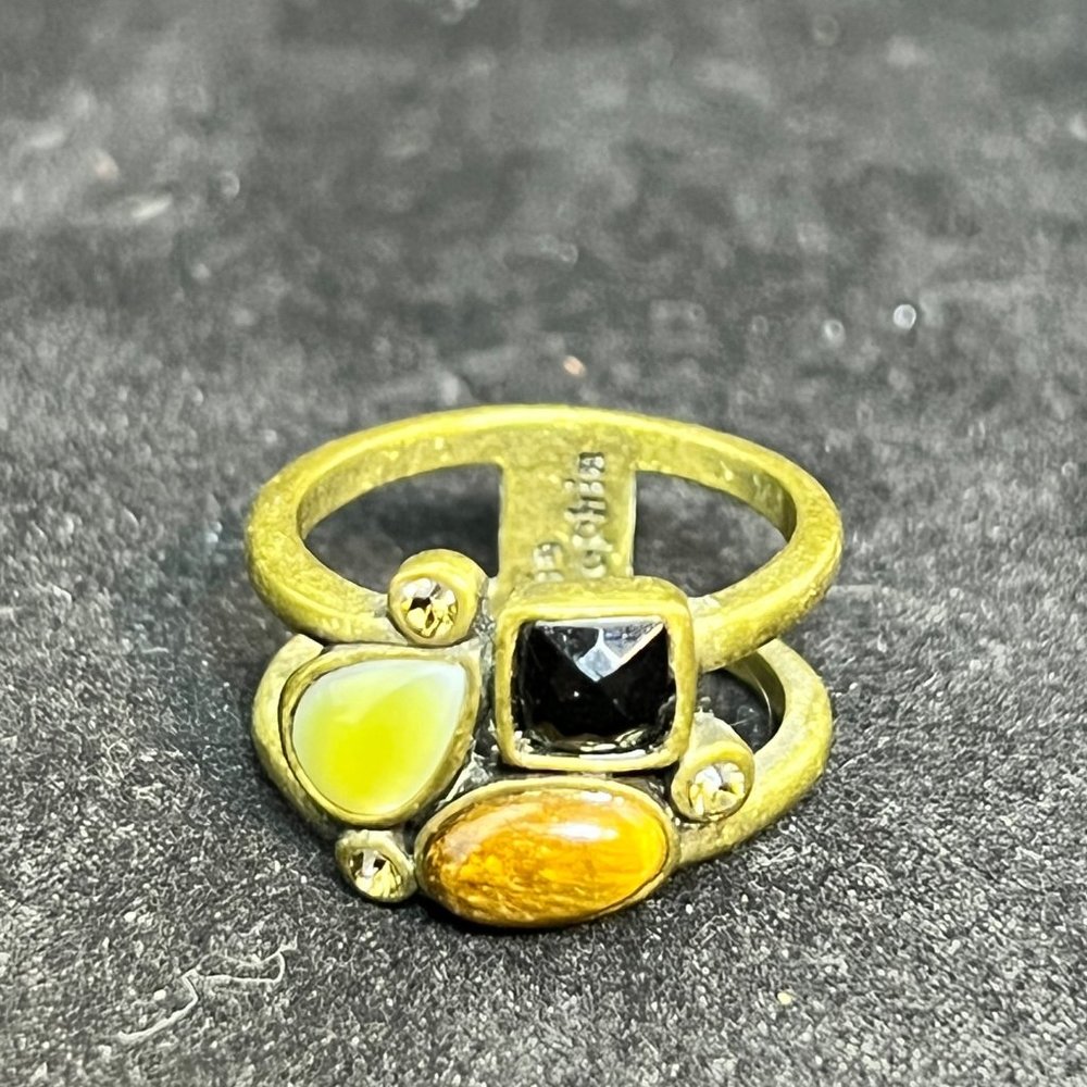 Lia Sophia Dulce Matte Gold Tone & Gemstone Ring Sz 7 (R255) - Picture 6 of 8